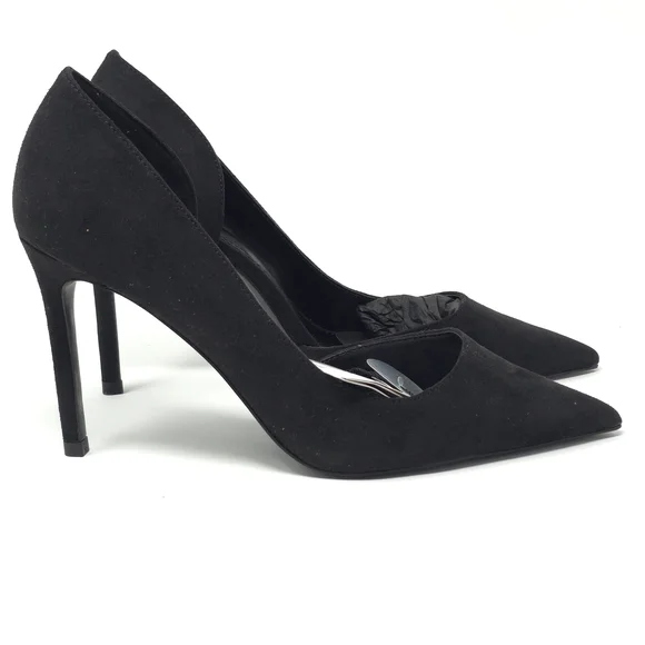 Mango Audrey Black Suede Pointed Toe Stiletto Pumps Size EU 37 / US 9.5M - Picture 4 of 11